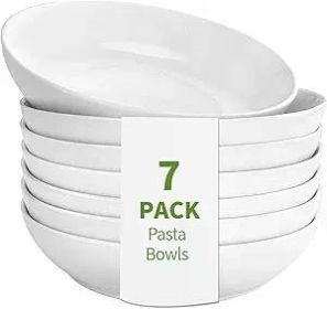 7 Pack Porcelain Pasta Bowls Ceramic , Large Serving Bowl, Wide and Shallow, Set 8.3 Inch - 30 Ounce - for Pasta, Salad, Cereal 7 Pack Porcelain Pasta Bowls Ceramic , Large Serving Bowl, Wide and Shallow, Set 8.3 Inch - 30 Ounce - for Pasta, Salad, Cereal