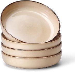 Pasta Bowls Set of 4, 35oz Large Salad Bowls for Serving, Wide and Shallow Ceramic Plates for Kitchen, Double Reactive Glaze Pasta Bowls Set of 4, 35oz Large Salad Bowls for Serving, Wide and Shallow Ceramic Plates for Kitchen, Double Reactive Glaze